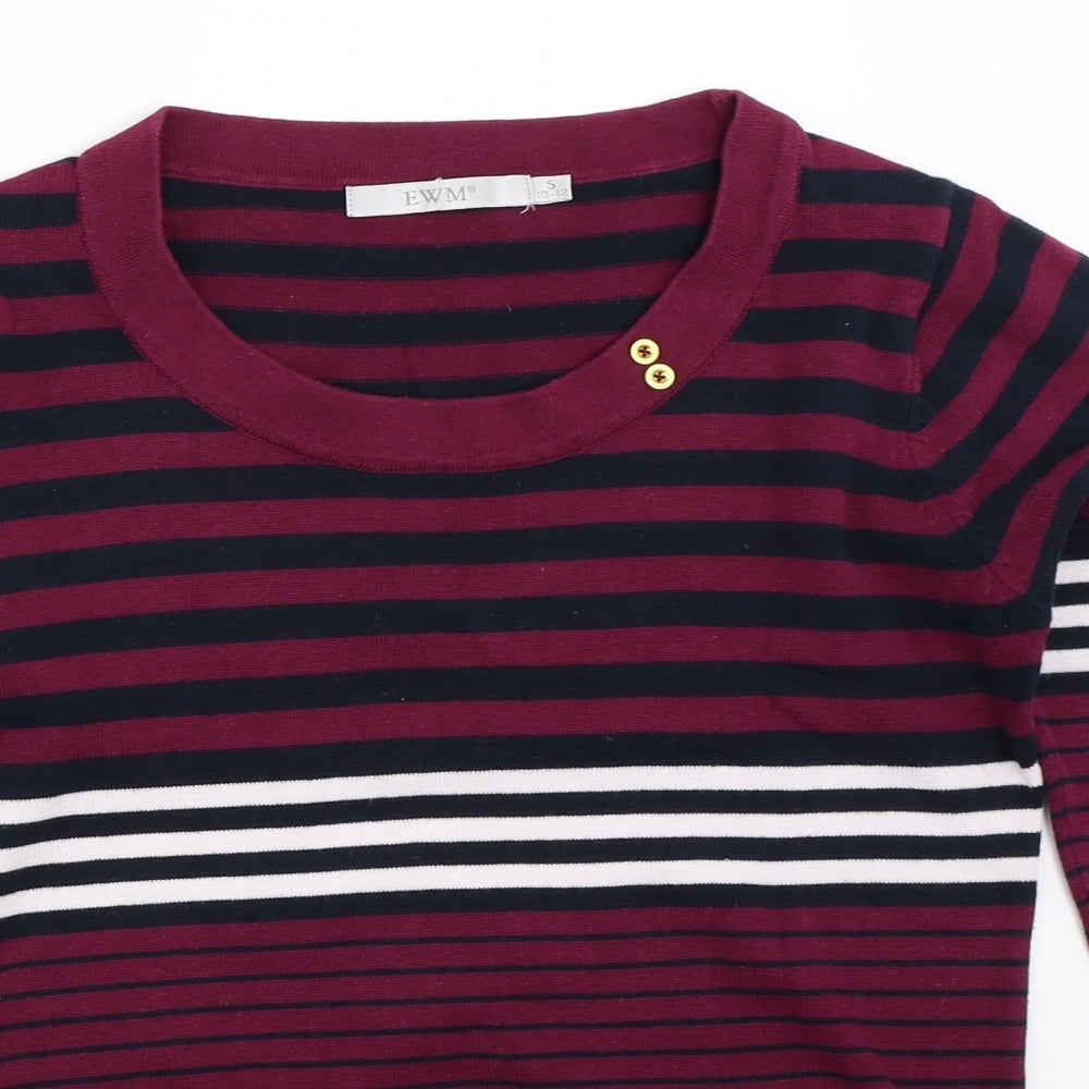 EWM Womens Purple Striped  Pullover Jumper Size S