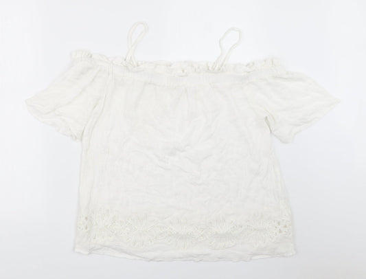 Womens UK Size 10 River Island White Basic Blouse