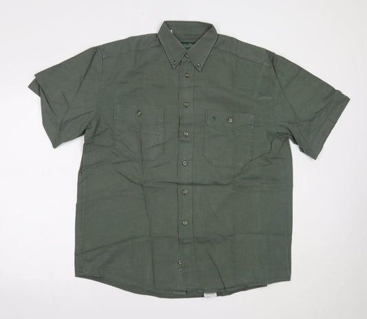 Mens UK Size L Melka Casual Green  Button-Up Short Sleeve Casual Shirt