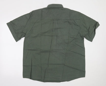Mens UK Size L Melka Casual Green  Button-Up Short Sleeve Casual Shirt