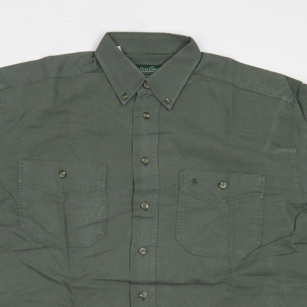 Mens UK Size L Melka Casual Green  Button-Up Short Sleeve Casual Shirt