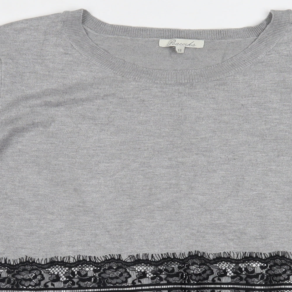 Womens UK Size 12 Peacocks Grey Basic Blouse