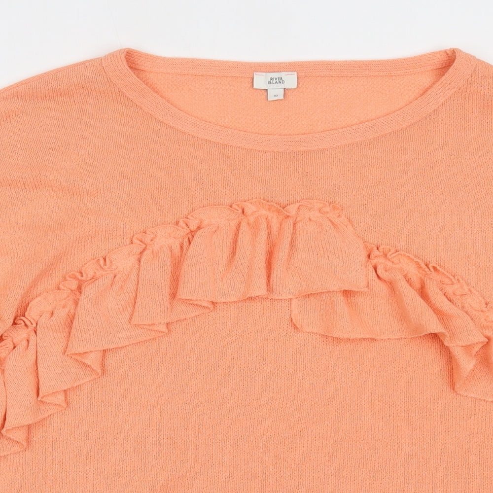 Womens UK Size 10 River Island Orange Basic Blouse
