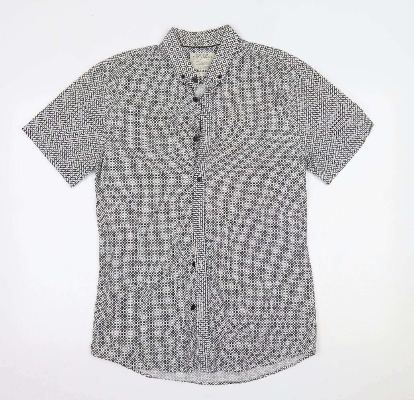 Mens UK Size M Burton White  Button-Up Short Sleeve Casual Shirt