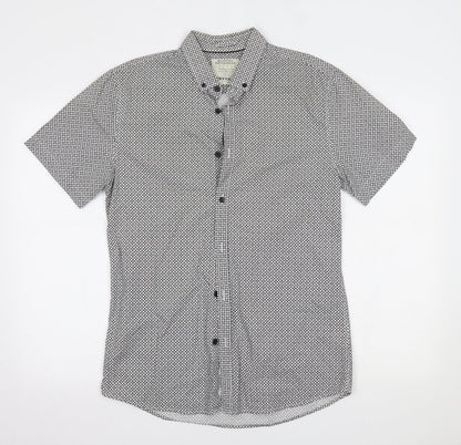 Mens UK Size M Burton White  Button-Up Short Sleeve Casual Shirt