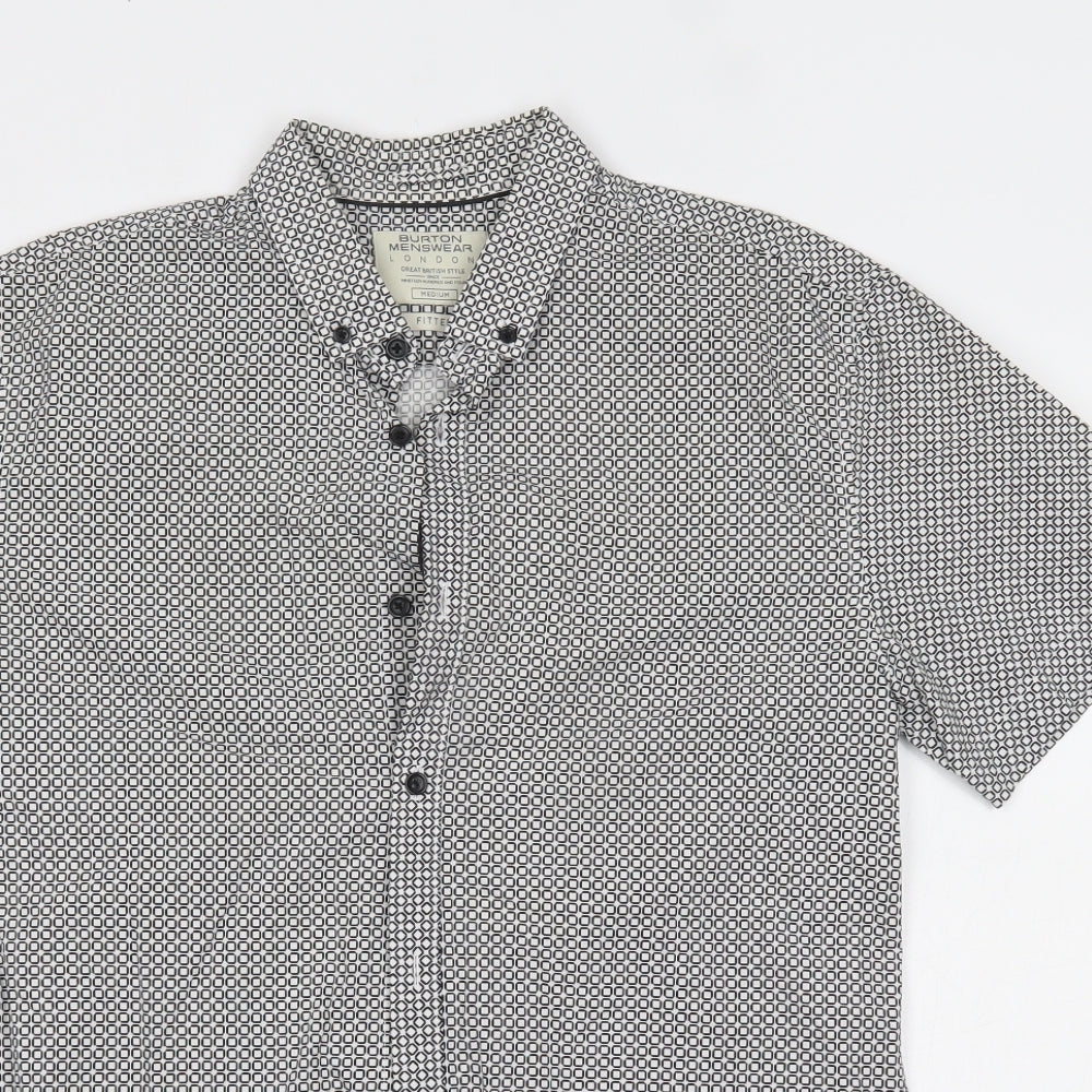 Mens UK Size M Burton White  Button-Up Short Sleeve Casual Shirt