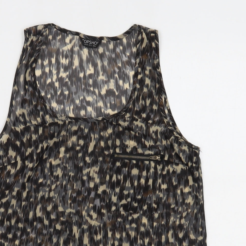 Womens UK Size 8 Topshop Brown Basic Tank
