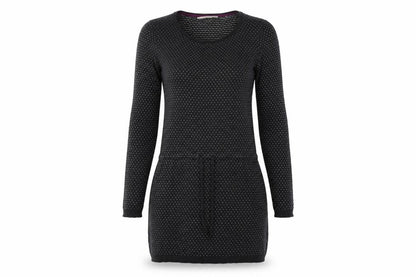Front view of H&M women’s grey jumper dress, size M, - heart print