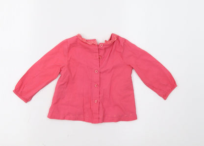 Additional front view of Marks & Spencer Baby Pink Floral Basic Button-Up, size 9-12, Months