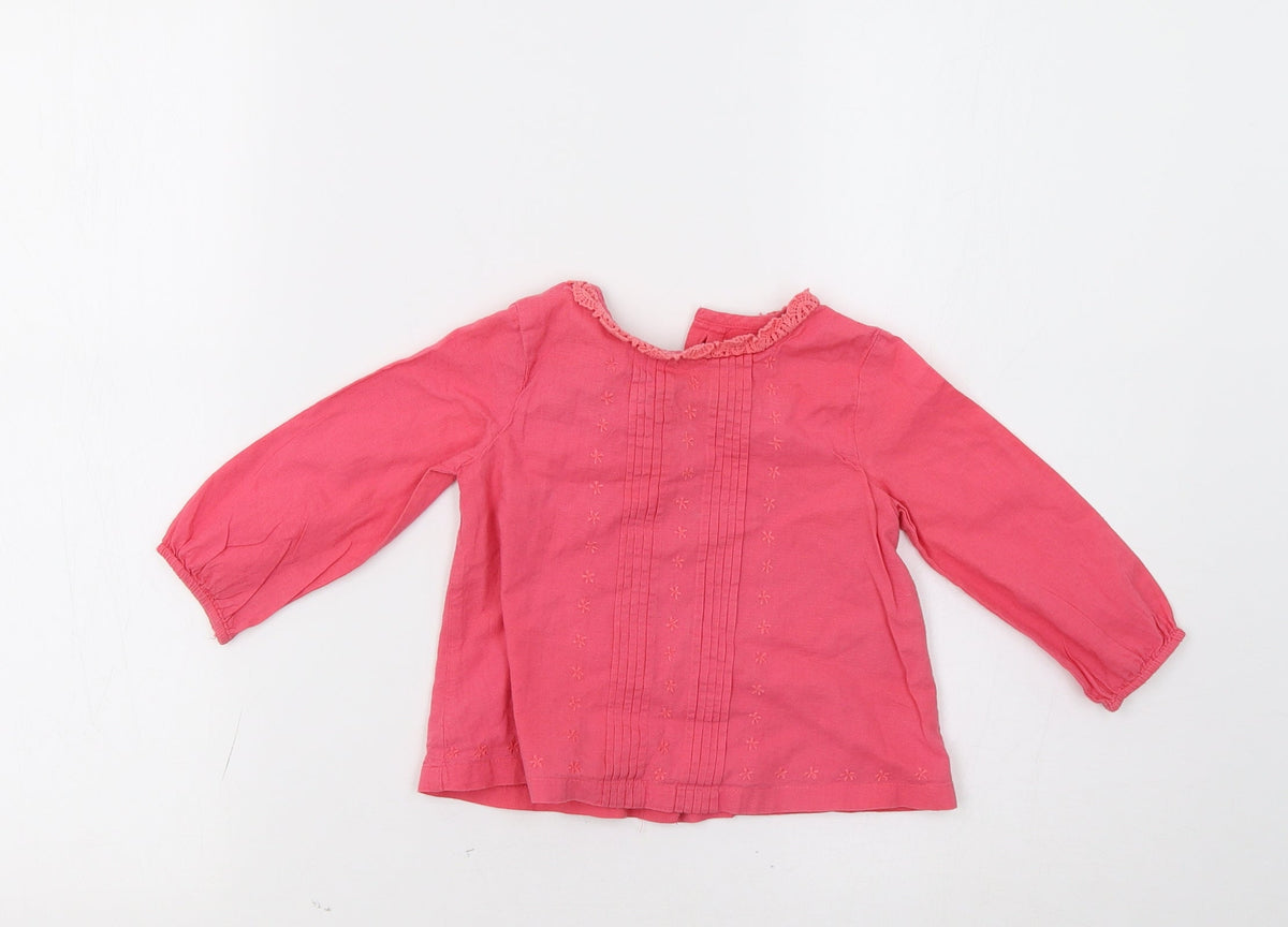Back view of Marks & Spencer Baby Pink Floral Basic Button-Up, size 9-12, Months