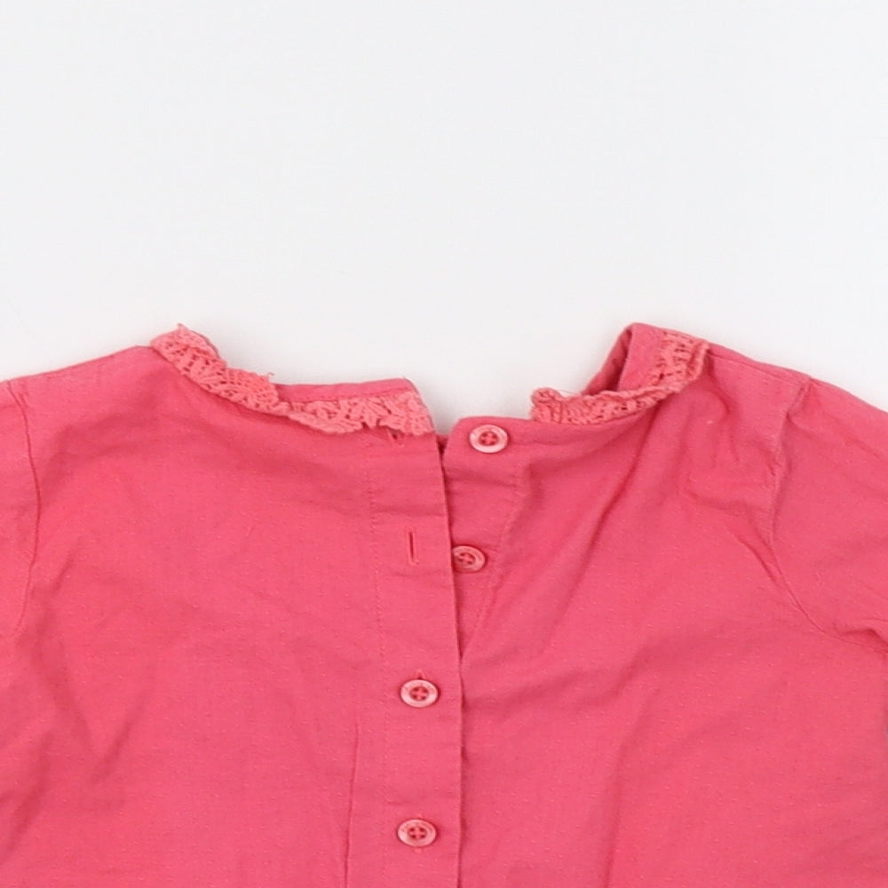Close-up detail of Marks & Spencer Baby Pink Floral Basic Button-Up, size 9-12, Months