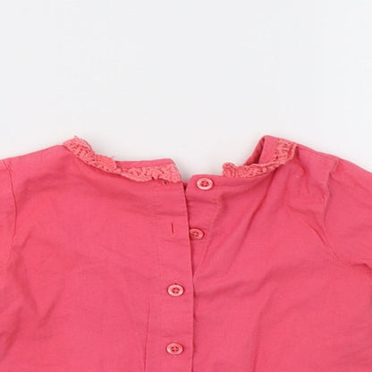 Close-up detail of Marks & Spencer Baby Pink Floral Basic Button-Up, size 9-12, Months