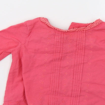 Brand and care label for Marks & Spencer Baby Pink Floral Basic Button-Up, size 9-12, Months