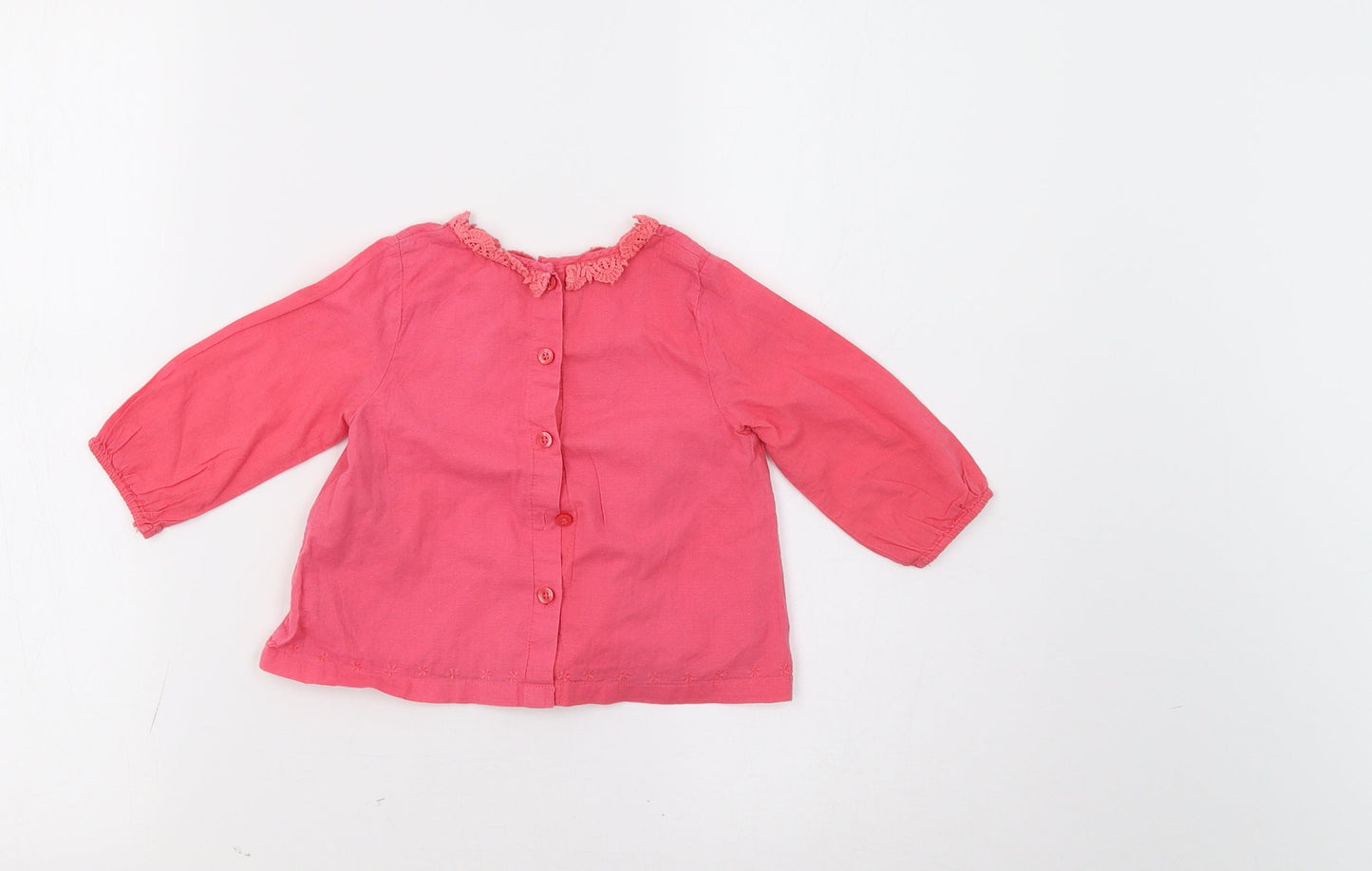 M&S Baby Pink Floral  Basic Button-Up Size 6-9 Months