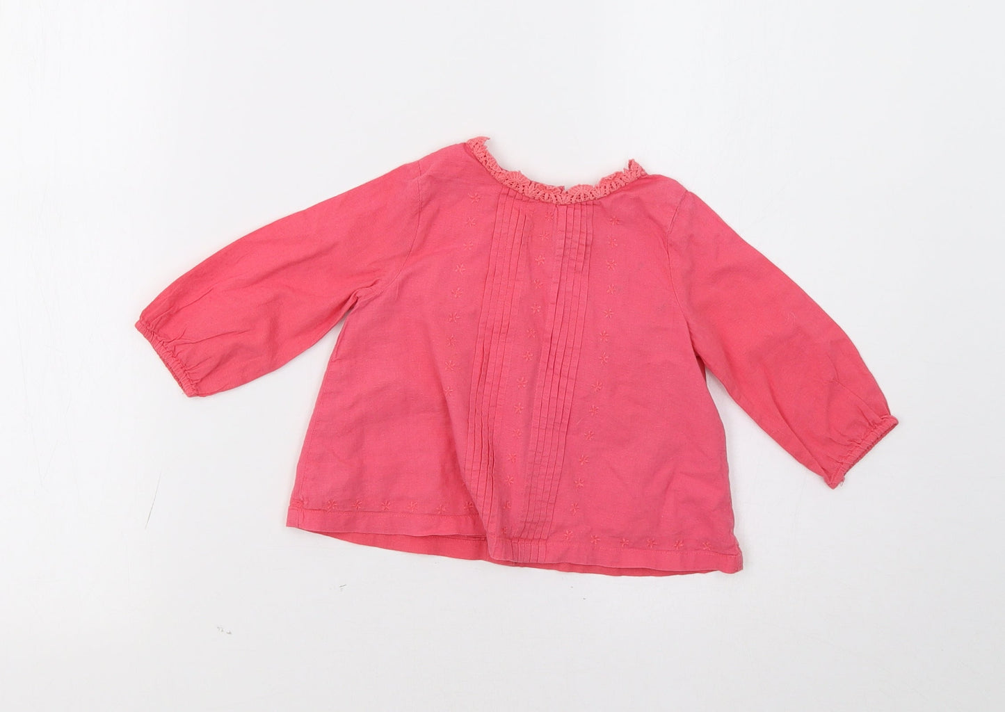 M&S Baby Pink Floral  Basic Button-Up Size 6-9 Months