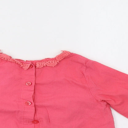 M&S Baby Pink Floral  Basic Button-Up Size 6-9 Months