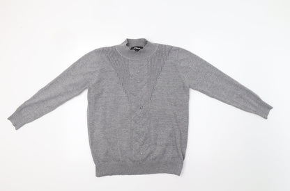 Additional front view of Lian women’s grey jumper, size M, - sequin detail