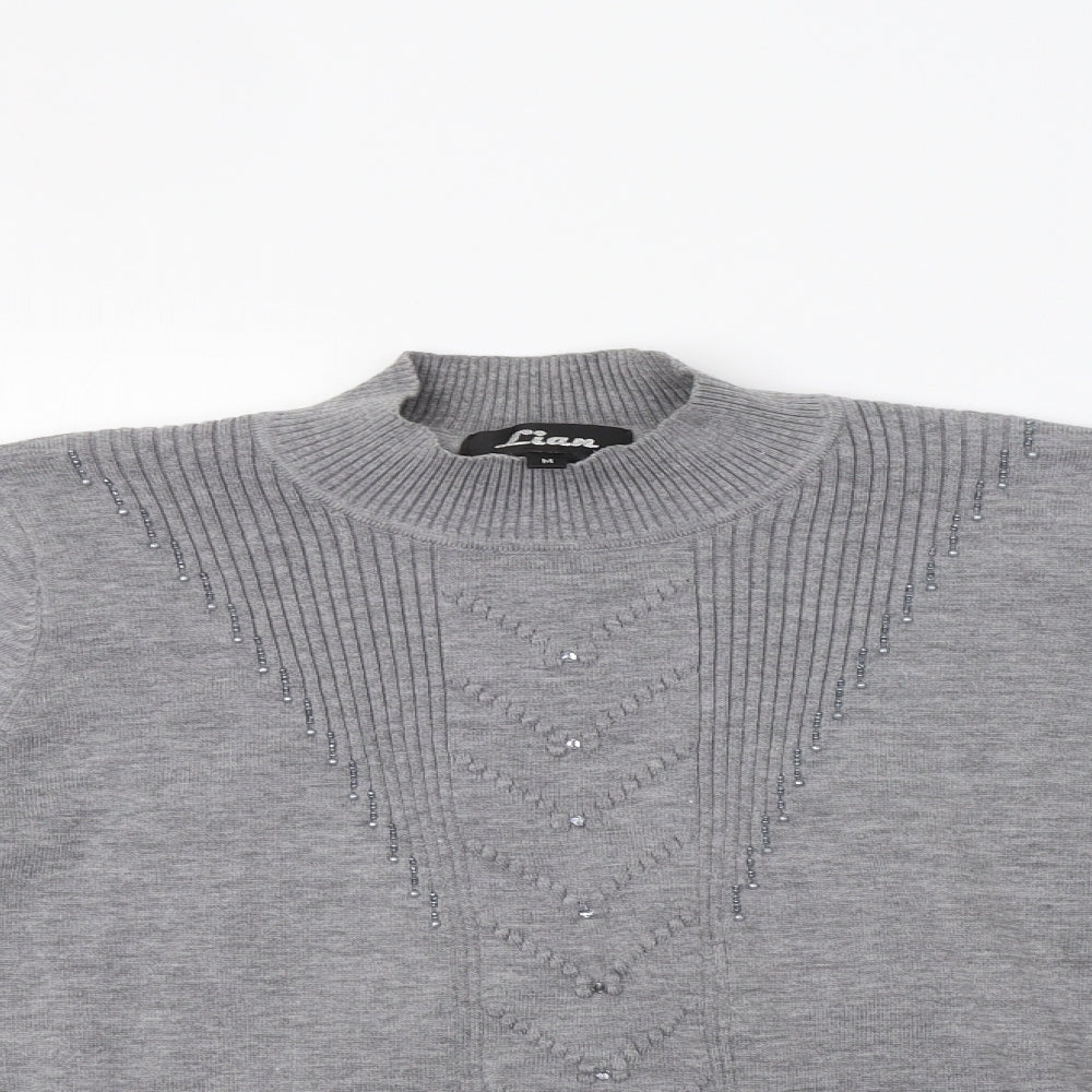 Close-up detail of Lian women’s grey jumper, size M, - sequin detail