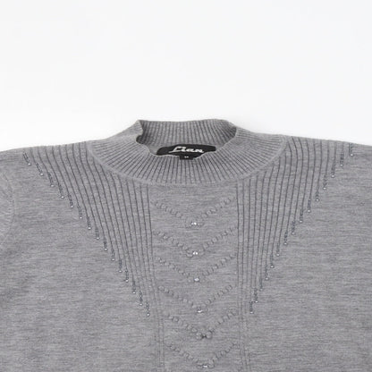 Close-up detail of Lian women’s grey jumper, size M, - sequin detail