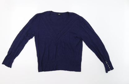Womens UK Size 16 M&S Black Henley Jumper