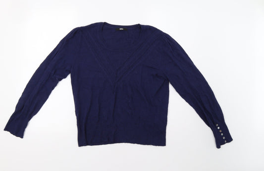 Womens UK Size 16 M&S Black Henley Jumper