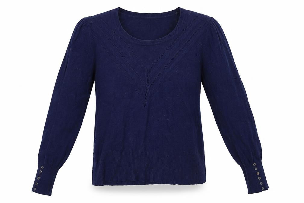 Front view of Marks & Spencer women’s black henley jumper, size UK 16