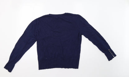 Womens UK Size 16 M&S Black Henley Jumper