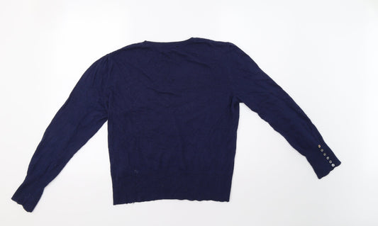 Womens UK Size 16 M&S Black Henley Jumper