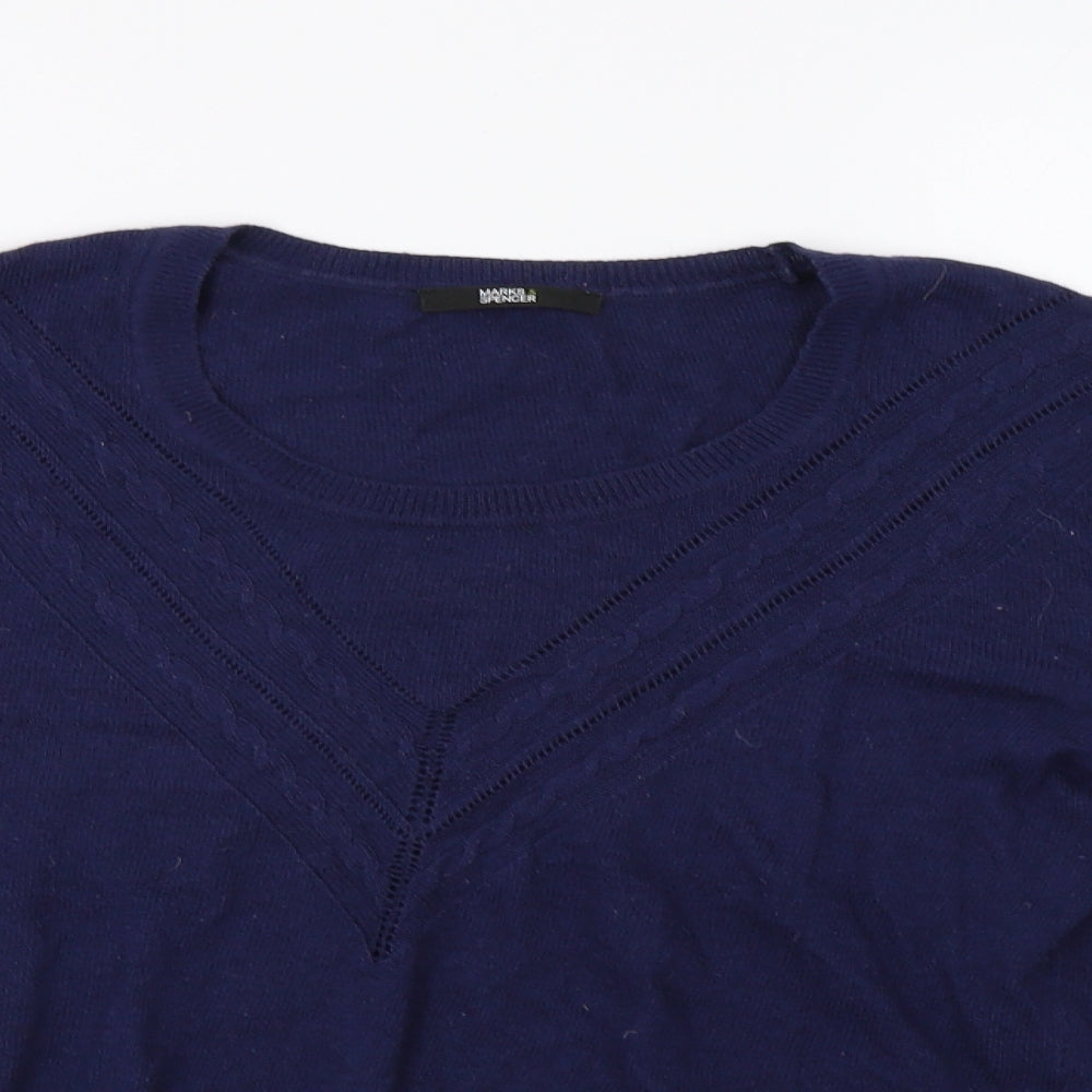 Womens UK Size 16 M&S Black Henley Jumper