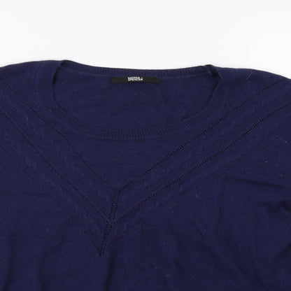 Womens UK Size 16 M&S Black Henley Jumper