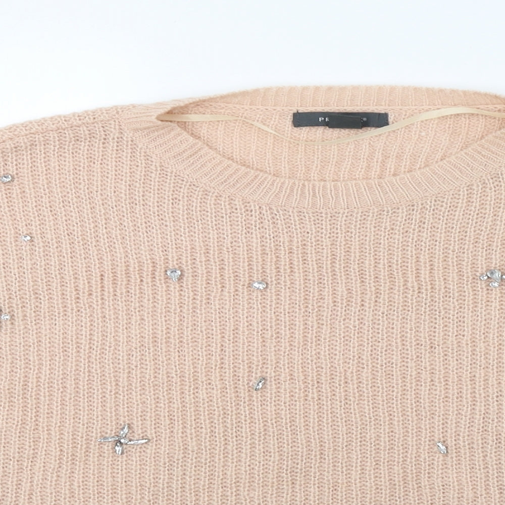 Primark Womens Beige   Pullover Jumper Size M  - Embellished