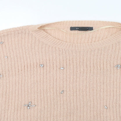 Primark Womens Beige   Pullover Jumper Size M  - Embellished
