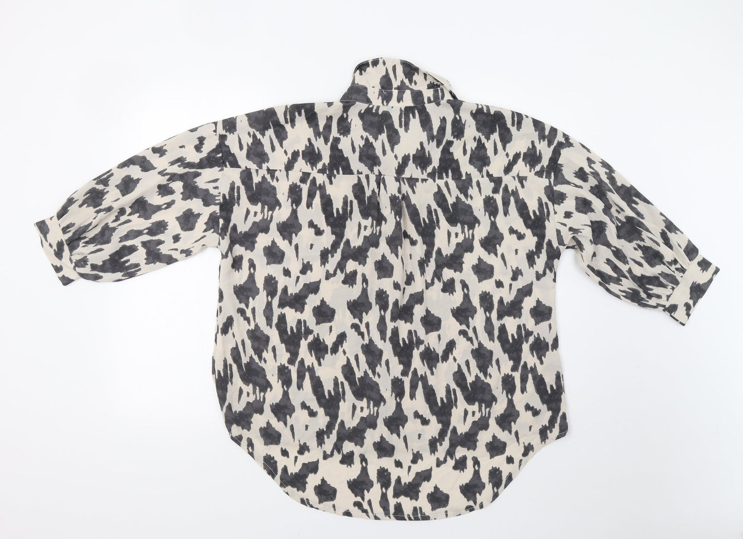 AX P Womens Grey Animal Print  Basic Button-Up Size 10