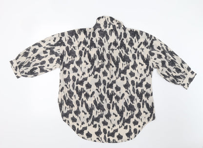 AX P Womens Grey Animal Print  Basic Button-Up Size 10