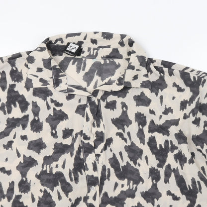 AX P Womens Grey Animal Print  Basic Button-Up Size 10