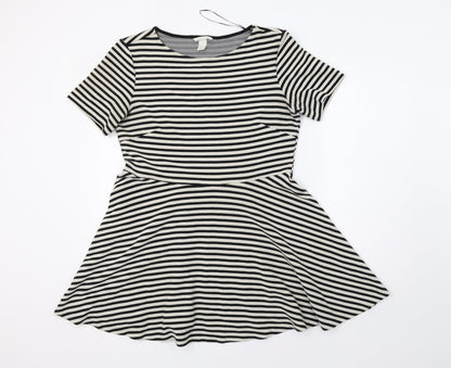 H&M Womens White Striped  Fit & Flare  Size L