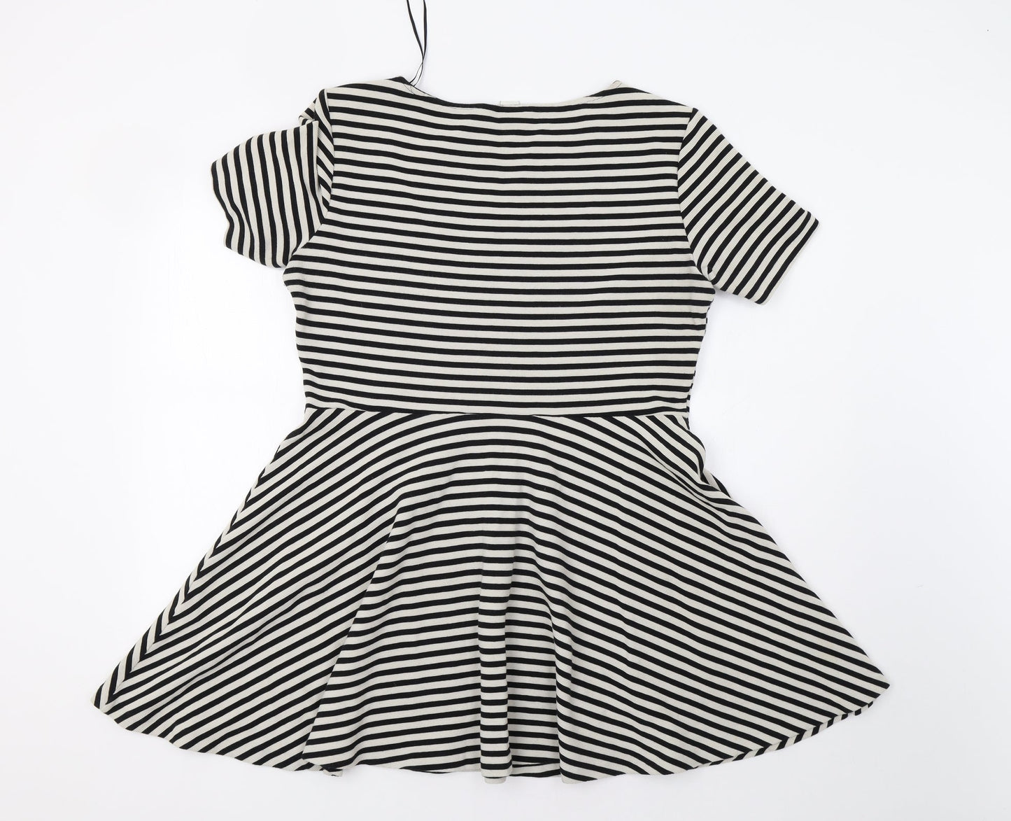 H&M Womens White Striped  Fit & Flare  Size L