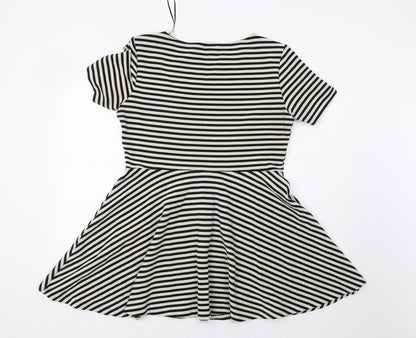 H&M Womens White Striped  Fit & Flare  Size L