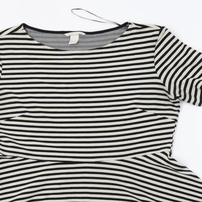 H&M Womens White Striped  Fit & Flare  Size L