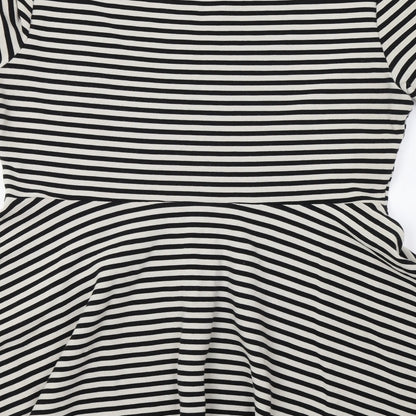 H&M Womens White Striped  Fit & Flare  Size L