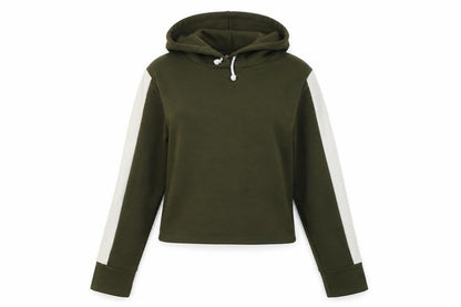 Front view of Fwemme Luxe women’s green pullover hoodie, size UK 8