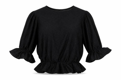 Front view of Pretty Hurts women’s black floral basic blouse, size UK 12