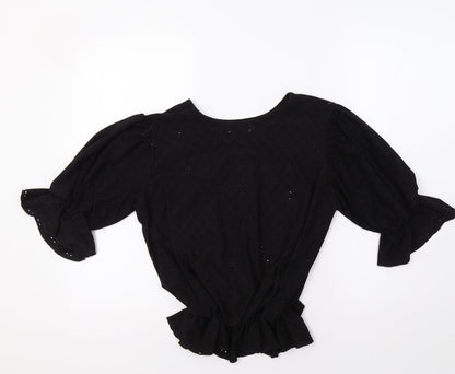 Pretty Hurts Womens Black Floral  Basic Blouse Size 12