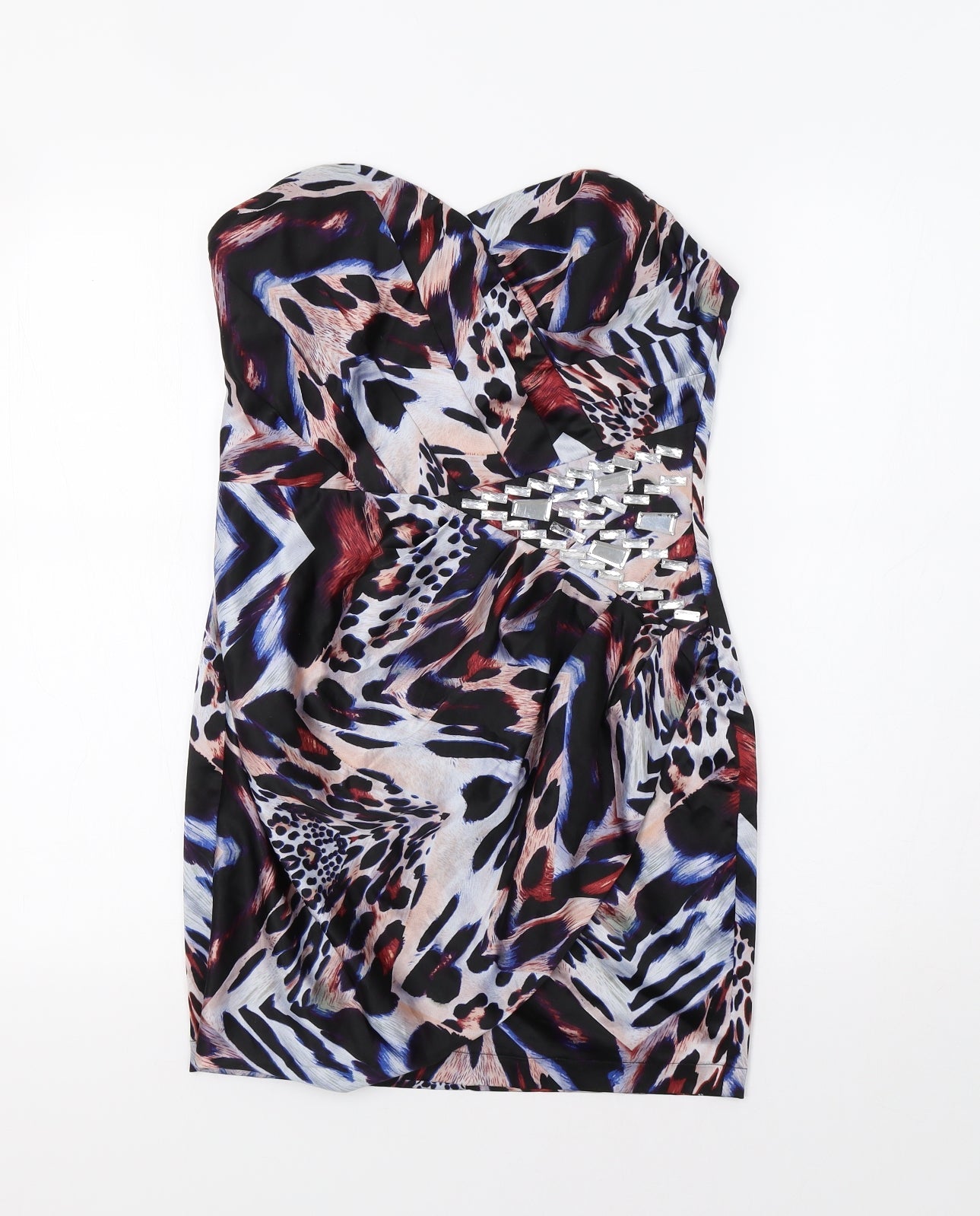 Lipsy Womens Multicoloured Animal Print  Mini  Size 10  - Embellished