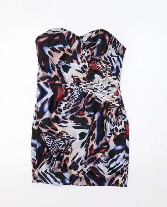 Lipsy Womens Multicoloured Animal Print  Mini  Size 10  - Embellished