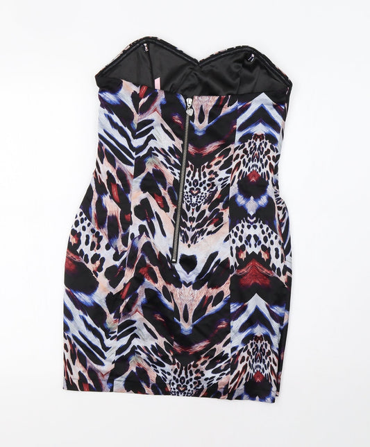 Lipsy Womens Multicoloured Animal Print  Mini  Size 10  - Embellished