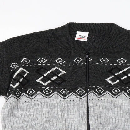 Preworn Mens Grey Geometric  Full Zip Jumper Size M