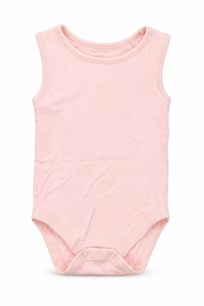Front view of George Baby Pink Romper One-Piece, size 12-18, Months