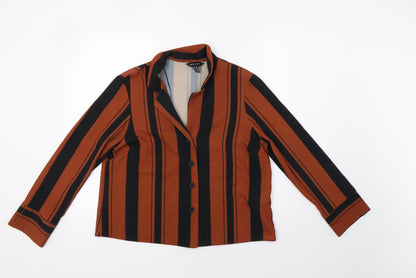 Womens UK Size 14 New Look Brown Basic Button-Up