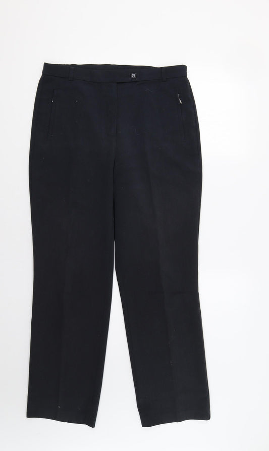 Womens UK Size 12 M&S Regular Fit Dress Pants Blue Trousers